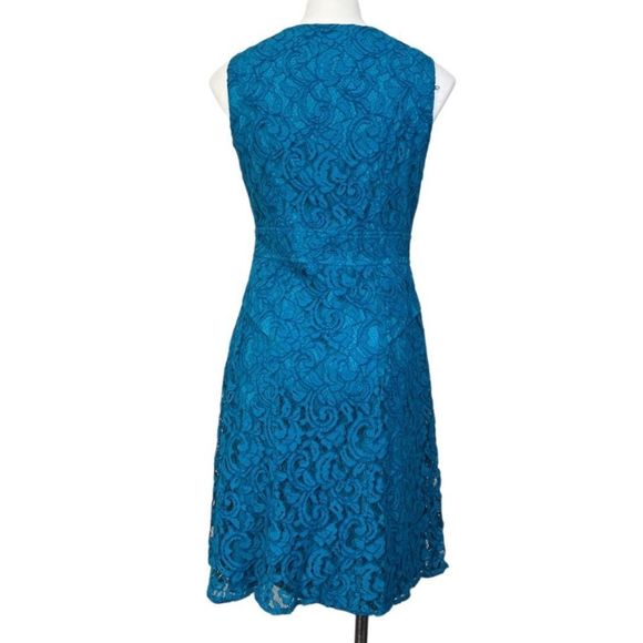 Adrianna Papell size 6 turquoise blue lace overlay dress - Picture 4 of 5